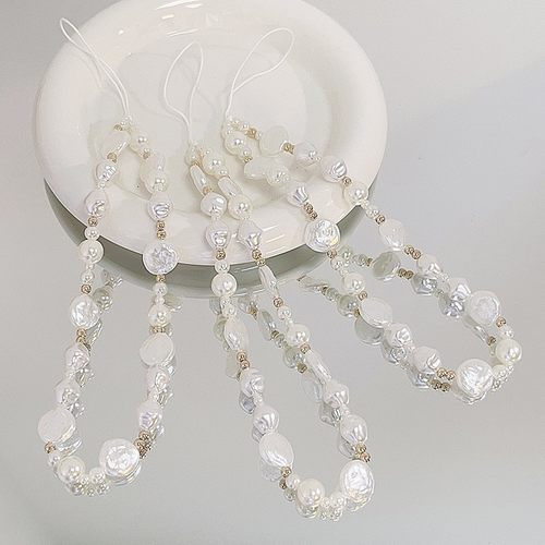 高颜值手机白吊坠手机链手机绳手机壳串珠珠链饰品CCD钥匙扣定制