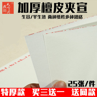 徽韵天宣阁加厚檀皮夹宣特厚安徽四尺六尺对开生宣半生熟山水画冰