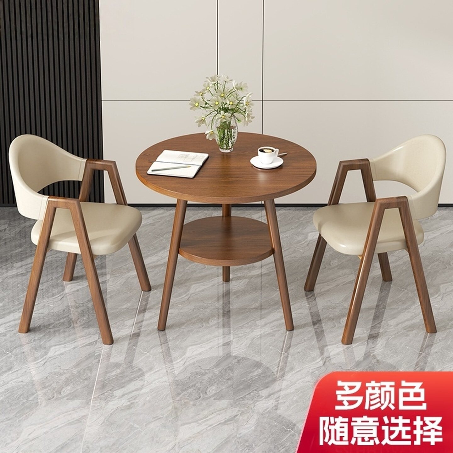 接待休闲洽谈��组合办公桌椅 桌咖啡奶茶店餐桌家用小户型阳台小