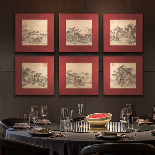 客厅新中式浮雕装饰画立体餐厅