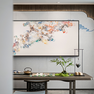 新中式 饰画 民宿茶室禅意浮雕祥云艺术挂画酒店餐厅背景墙大尺寸装
