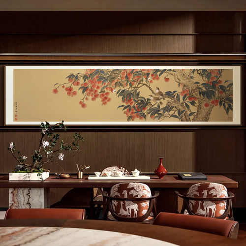 茶餐厅新中式原创花鸟国画装饰画