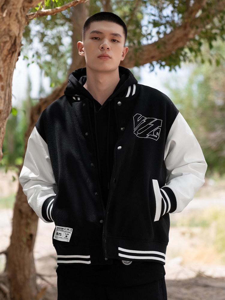 0.1% ASPIRANTS UZIS 스포츠 재킷 남성 봄 가을 니트 미국 야구 유니폼 트렌디 패치워크 재킷[브랜드