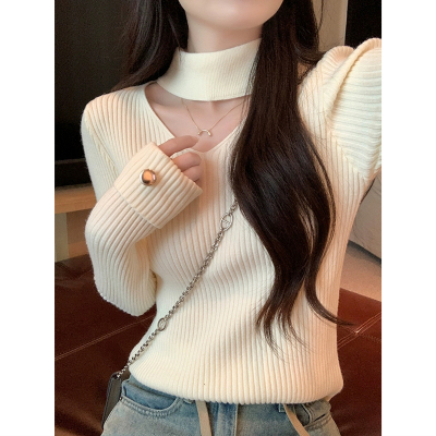 设计感挂脖打底针织衫上衣毛衣女
