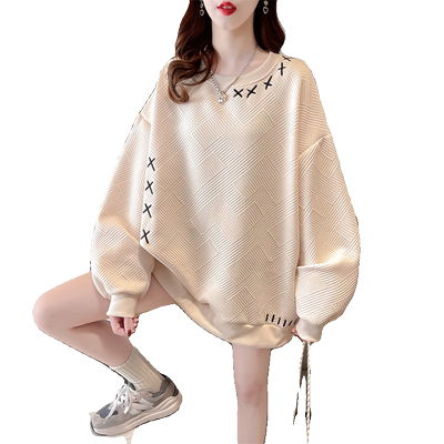 宽松薄款华夫格港风chic卫衣女潮