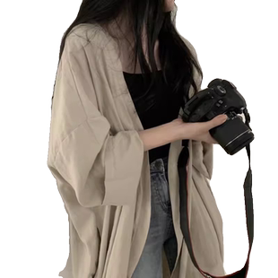 速干防晒衣女夏季宽松薄款透气百搭开衫外搭中长款披肩防晒服外套