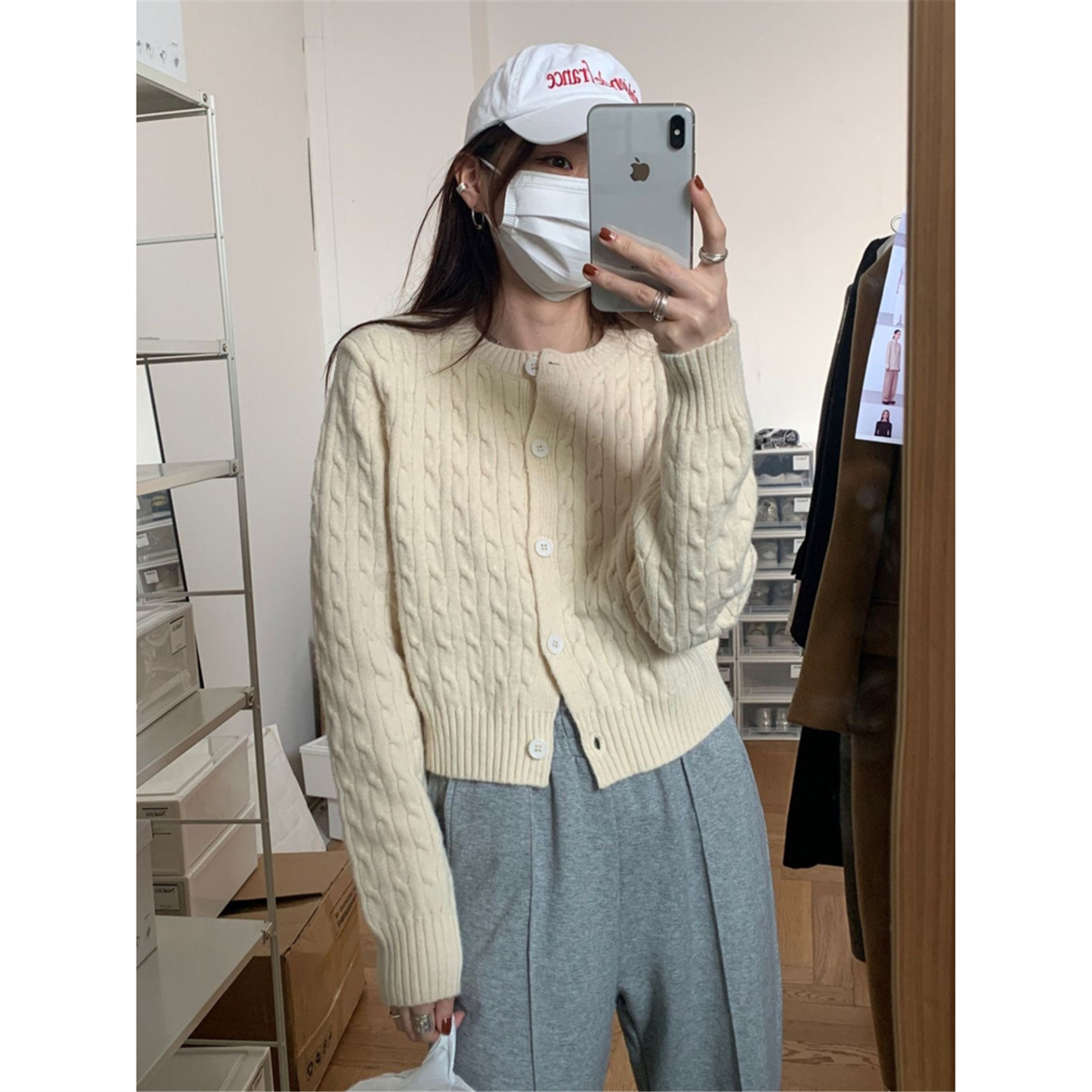 小个子短款学院风麻花毛衣外套女秋冬百搭宽松慵懒风针织开衫上衣