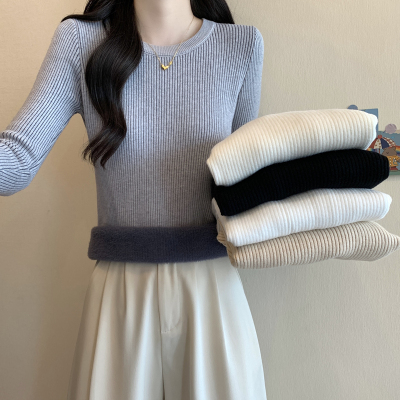 加绒加厚打底针织衫上衣毛衣女潮