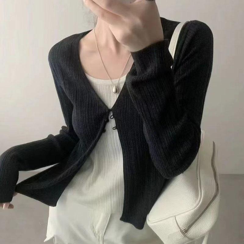 韩系独特别致假两件打底针织衫女