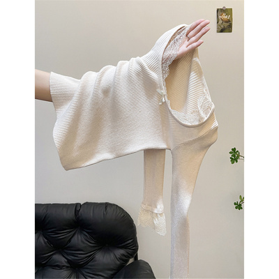 蕾丝花边蝴蝶结针织衫毛衣女内搭