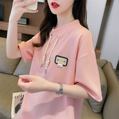 百搭洋气减龄半袖 宽松大码 华夫格上衣 t恤女夏韩版 设计感小众短袖