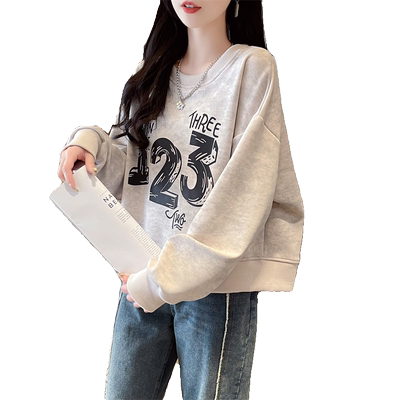 宽松设计感小个子短款扎染卫衣女