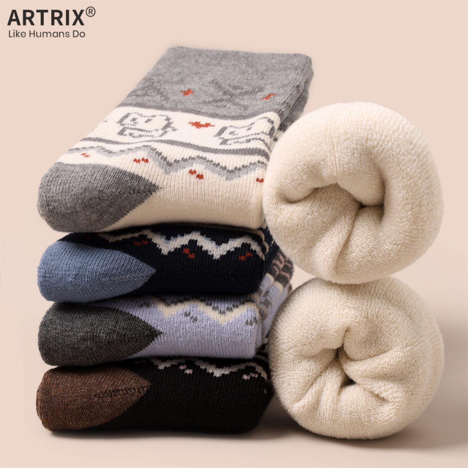 小狗袜子女秋冬款中筒袜卡通款冬天加绒加厚保暖毛圈袜2025年新款