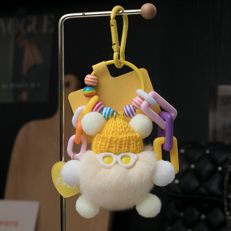 真獭兔毛多巴胺煤球挂件怪兽玩偶