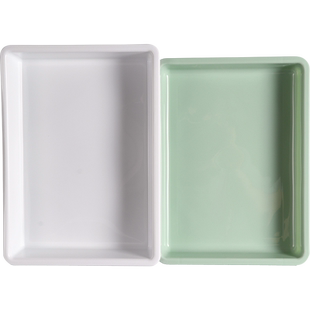 塑料方盘加厚PP聚丙烯绿色/白色长方形托盘大/中/小号耐高温塑料托盘实验室耗材