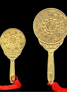 用纯铜带手柄铜镜太极八卦镜十二生肖星宿九宫镜八尺神照镜a0017