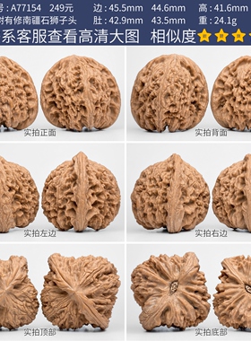 文玩核桃精品南疆石核桃一物一图A77154老树有修南将石狮子头45mm