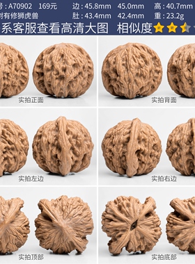 文玩核桃狮虎兽核桃一物一图A70902老树有修麦穗虎头大尺寸45mm