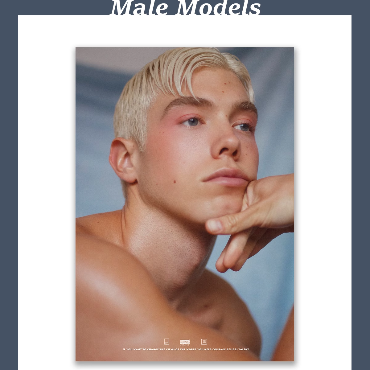 男模DerekChadwick海报/漂亮男孩性感装饰画/颗粒噪点风格