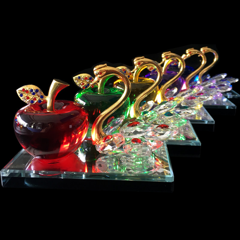 水晶苹果天鹅摆件车用香水车载保平安车内室内装饰工艺送人礼物