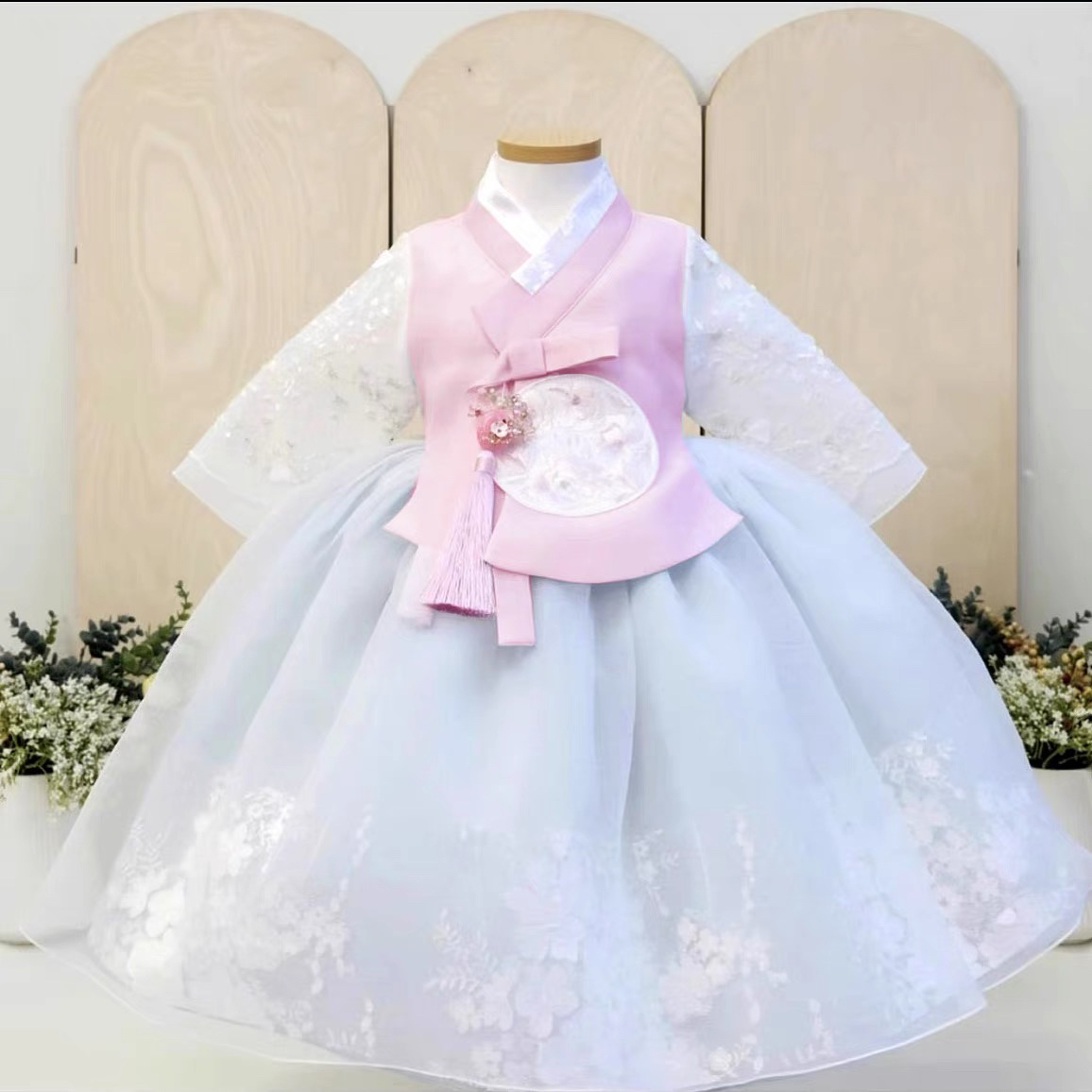 原创设计女童汉服套装朝鲜服延吉服饰汉服韩服粉蓝新款爆款表演