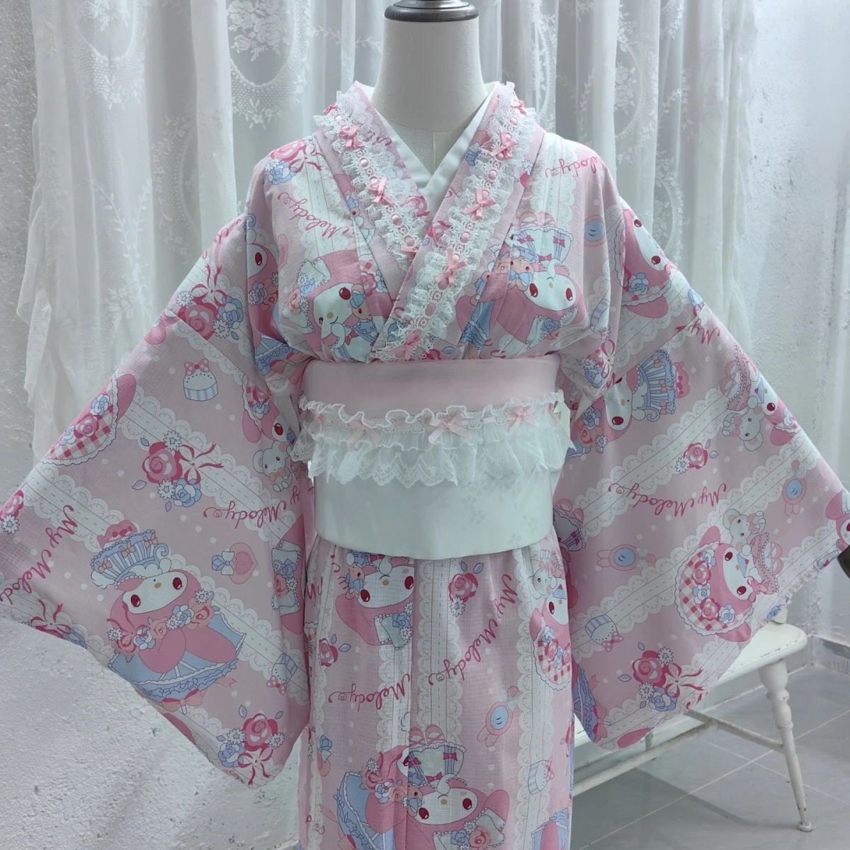 原创款春日兔粉色和风Lolit汉服半身裙