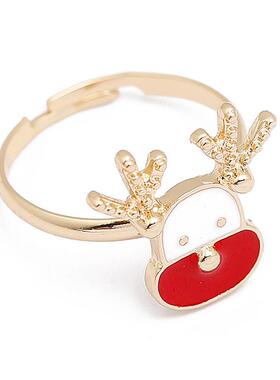 欧美圣诞饰品 卡通儿童戒指 雪人 麋鹿 圣诞树 雪花 指环2021爆款