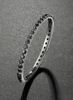 30分钻莫桑石手镯女纯银满钻开口单排钻手环时尚百搭女友生日爆款