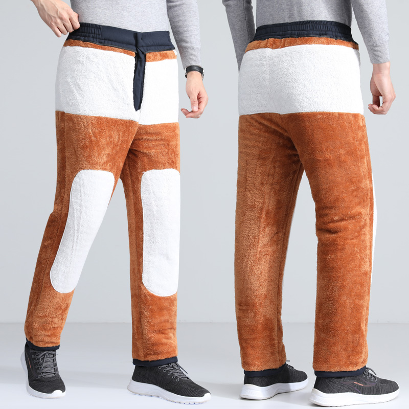 加厚绒裤子男款护腰护膝保暖裤男