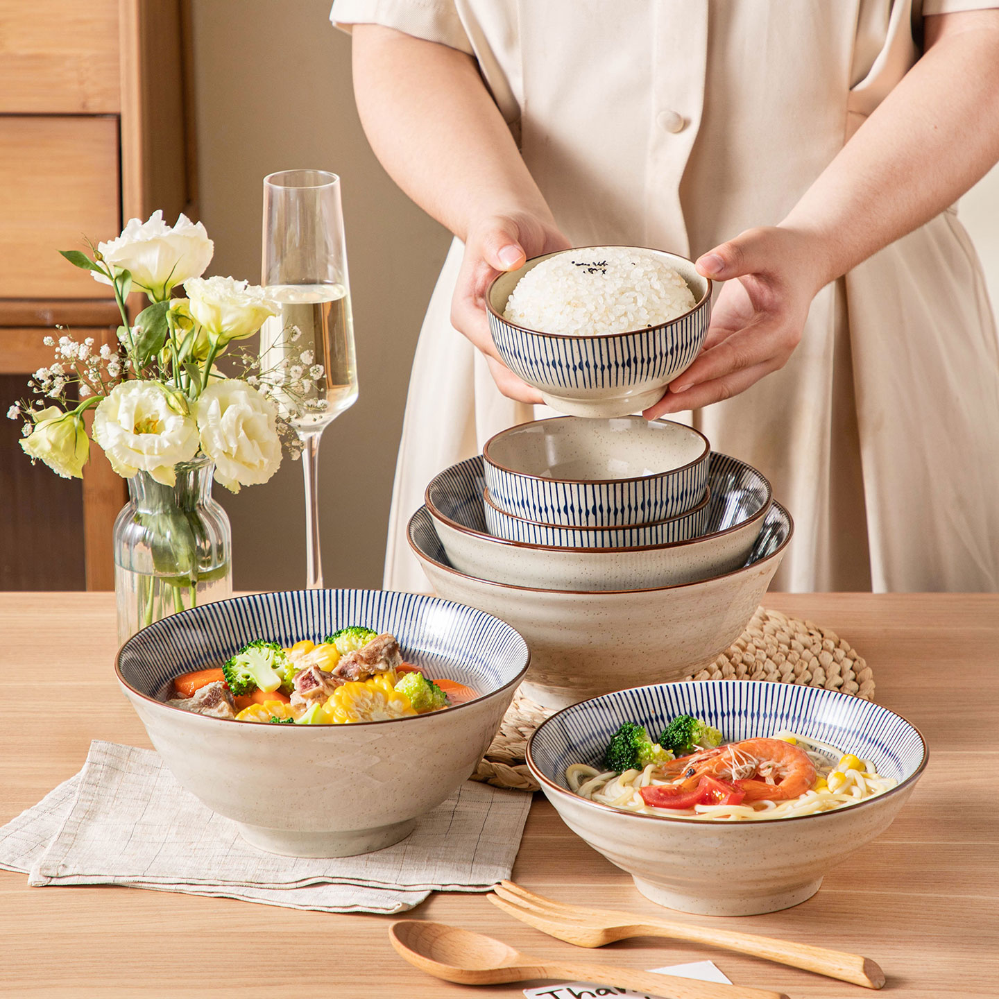 复古陶瓷大汤碗家用饭碗