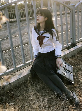 小仓高校原创jk制服水手服套装绀三本日系学院风校供百褶裙