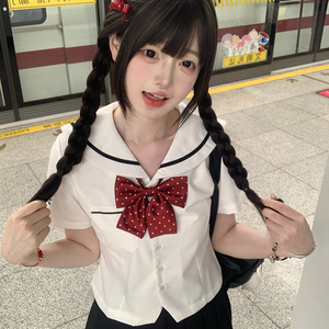 京荷/原创jk水手领衬衫短袖夏季新款基础款白一本水手服套装衬衣