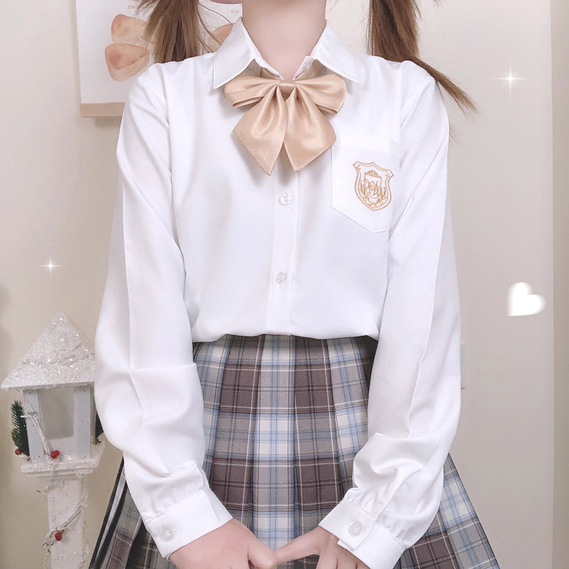 【朴樱原创】星耀jk衬衫短袖长袖基础款刺绣学院风jk制服白衬衫女