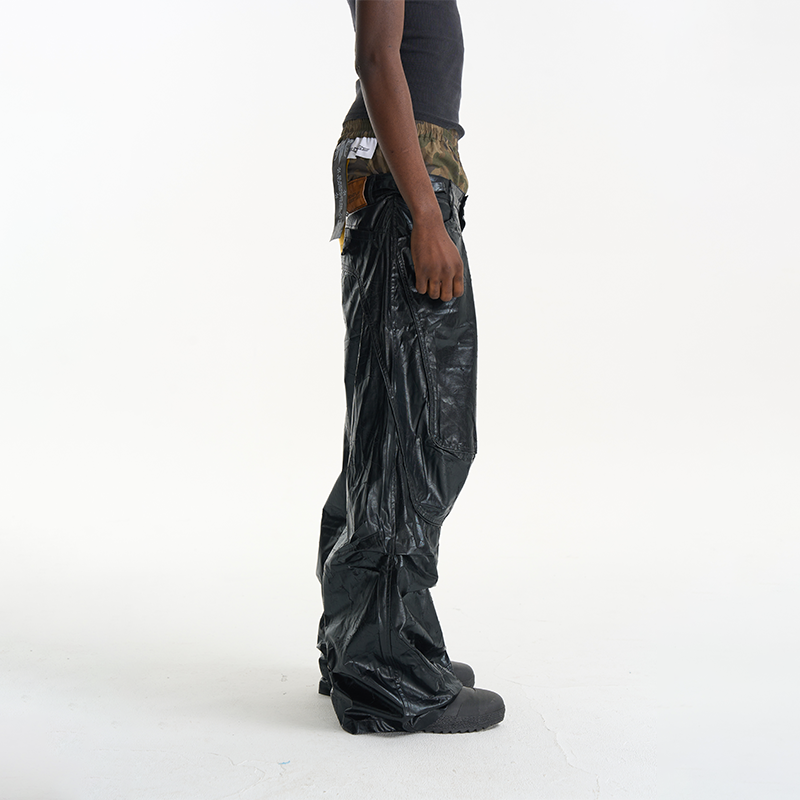 BLINDNOPLANX OSBATT26SS标签双层假两件宽松休闲工装皮裤,男装,皮裤,淘宝优惠券,粉丝福利购,淘宝优惠卷