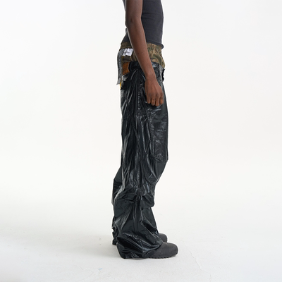 BLINDNOPLANX OSBATT26SS标签双层假两件宽松休闲工装皮裤