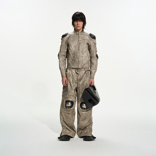 BLINDNOPLAN25AW高端系列重工金属护甲机车服皮夹克外套做旧长袖