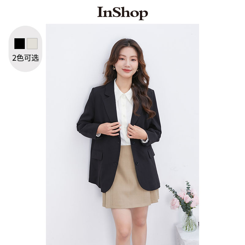 【商场同款】INSHOP新款时尚通勤西装外套女设计感后腰布腰上衣