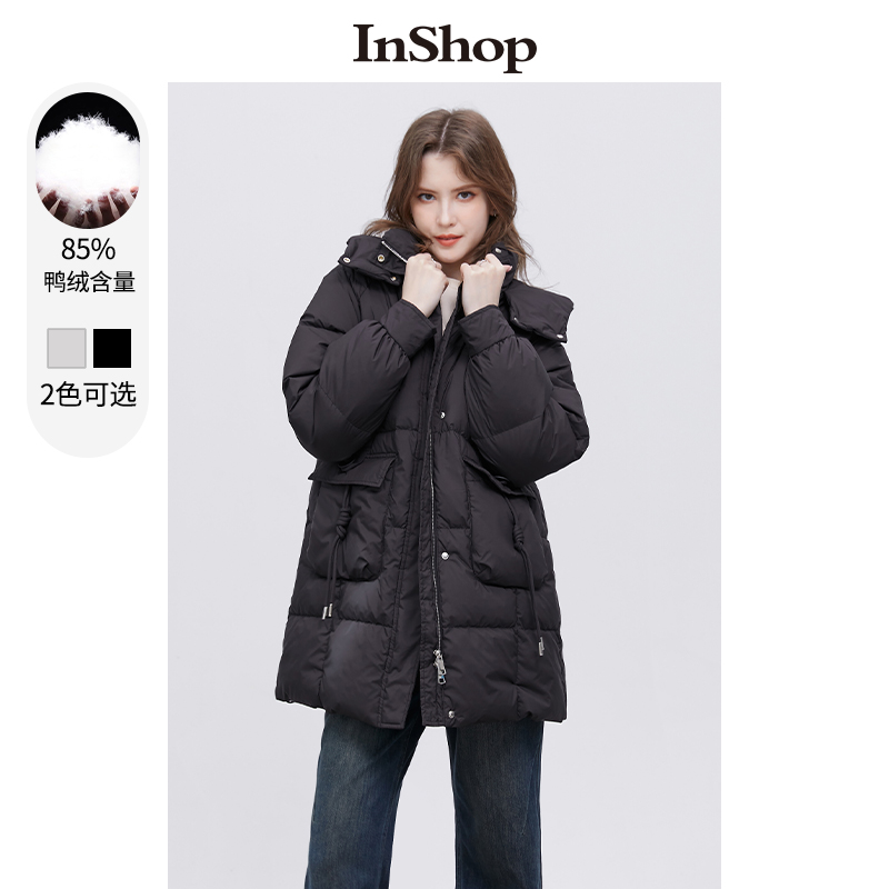 【商场同款】INSHOP新款时髦扭结设计羽绒服女加厚保暖鸭绒面包服