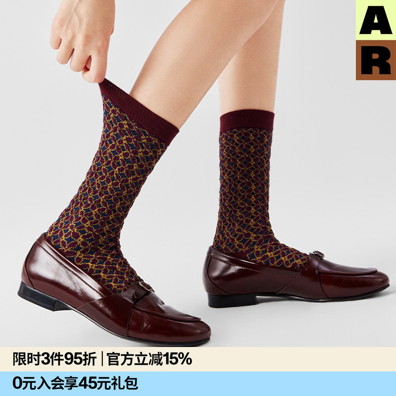 【吴千语同款】苗族织锦古钱花纹立体浮雕中筒袜老钱风玛丽珍鞋袜
