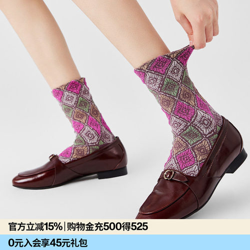 AR新中式织锦花纹短筒袜百搭复古袜子女2026新款短袜AlmondRocks