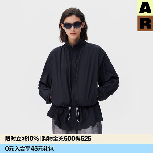 AR花苞下摆原纱防晒衣黑色轻量运动外套户外防紫外线UPF50+女秋