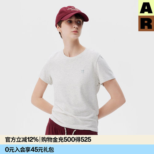 AR「softnotes」纯色棉莫代尔圆领短袖T恤可外穿家居服春夏季上衣