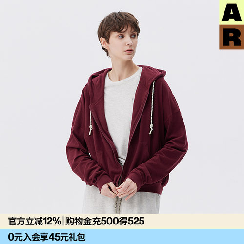 AR「softnotes」棉莫代尔卫衣纯色连帽开衫上衣2026巨好看的卫衣