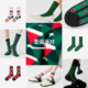 任选3件95折 AR圣诞节日限定中筒袜女绿色送礼礼物节日袜子冬