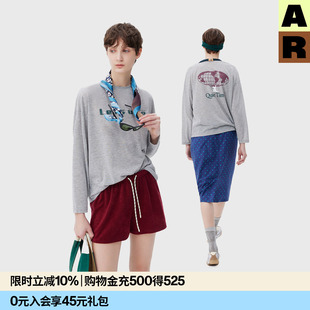 AR复古天丝亚麻长袖T恤清凉圆领罩衫宽松休闲速干物理防晒上衣女