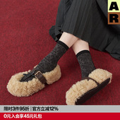 AR卷草纹提花中筒袜女2026秋冬复古保暖勃肯鞋 袜无骨乐福鞋 袜子棉