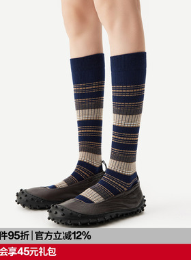 AR不规则条纹小腿袜2026新款拼色长筒袜秋显瘦美腿堆堆袜高筒女秋