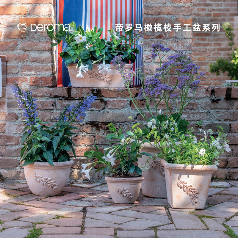青野先生deroma橄榄枝手工陶盆锡耶纳长方花盆帝罗马复古北欧,鲜花速递/花卉仿真/绿植园艺,花盆,淘宝优惠券,粉丝福利购,淘宝优惠卷