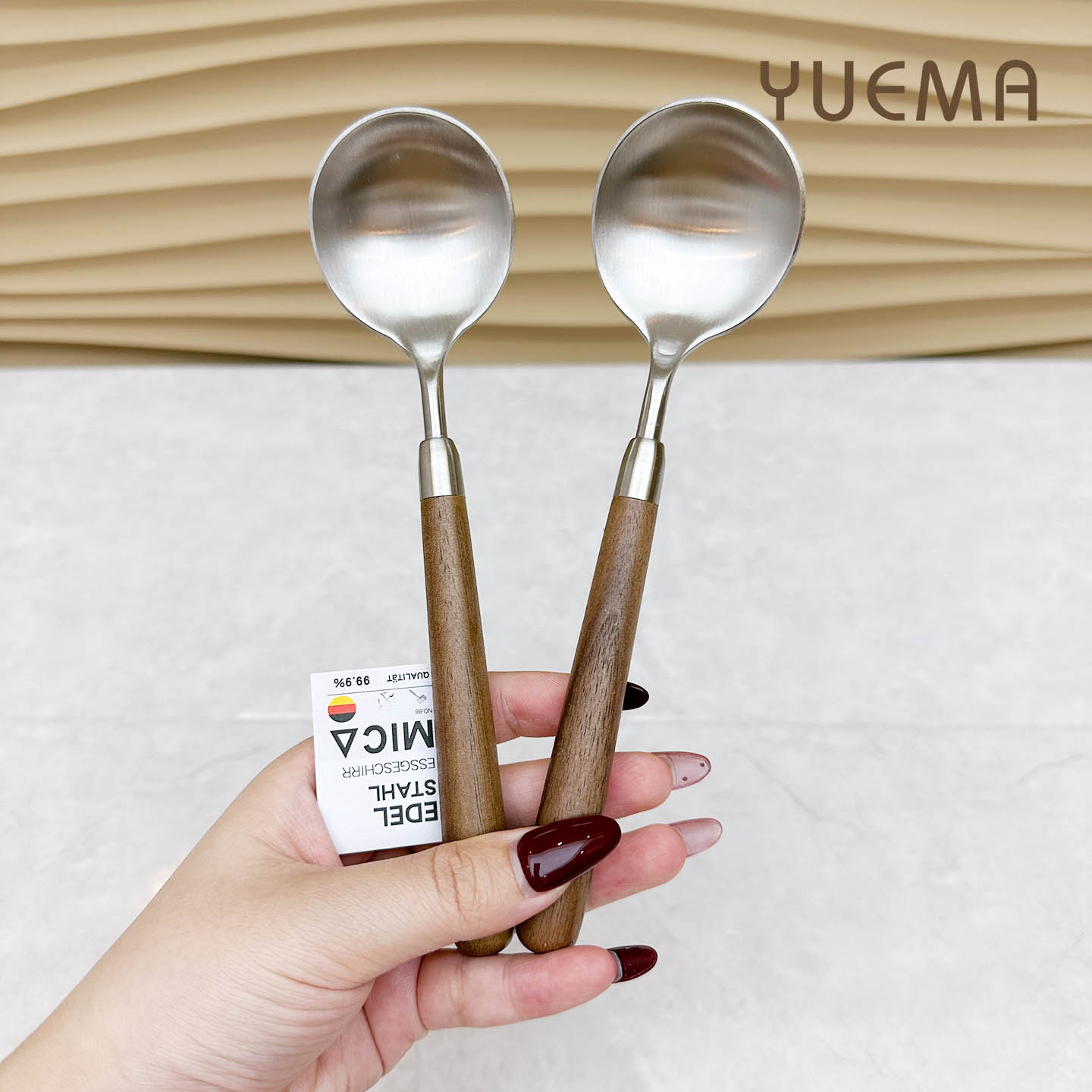 304不锈钢花梨木吃饭圆勺