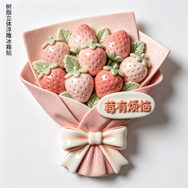 【莓有烦恼】树脂立体浮雕冰箱贴个性创意装饰品高级磁吸式纪念品